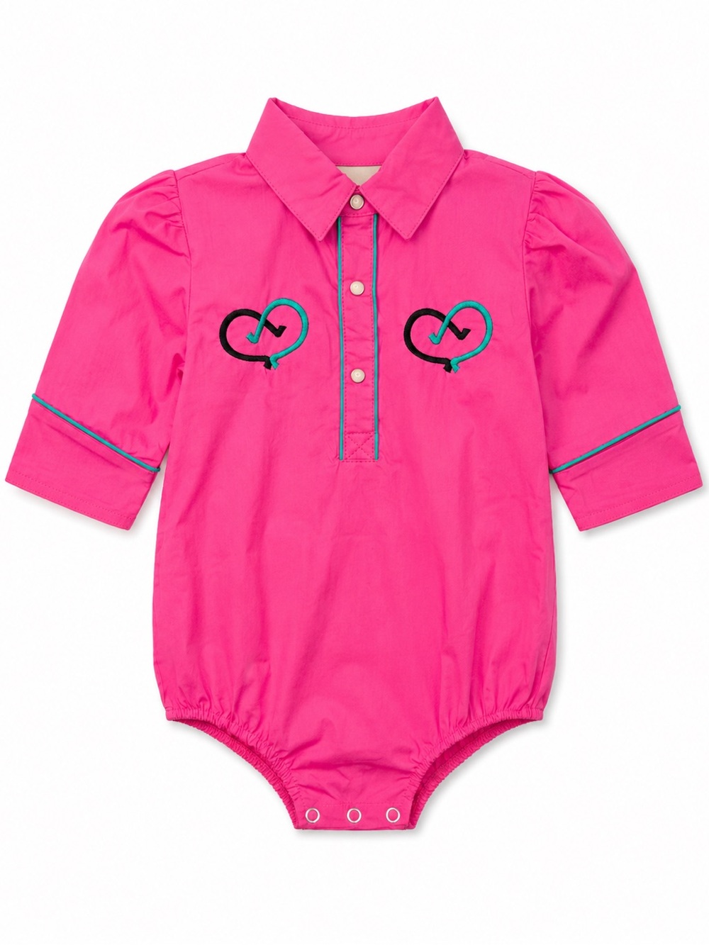 Lil Bandits Hot Pink Pearl Snap Western Shirt One Piece